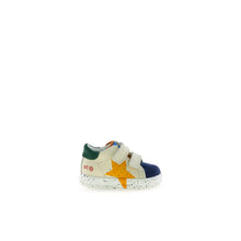 Load image into Gallery viewer, FALCOTTO SALAZAR 3 BOYS FIRST WALKER SNEAKERS VELCRO CLOSURE MILK AZURE DARK ORANGE