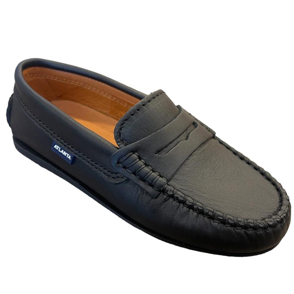 ATLANTA MOCASSIN UNISEX SLIP ON PENNY LOAFER BLACK – Toesies Shoes
