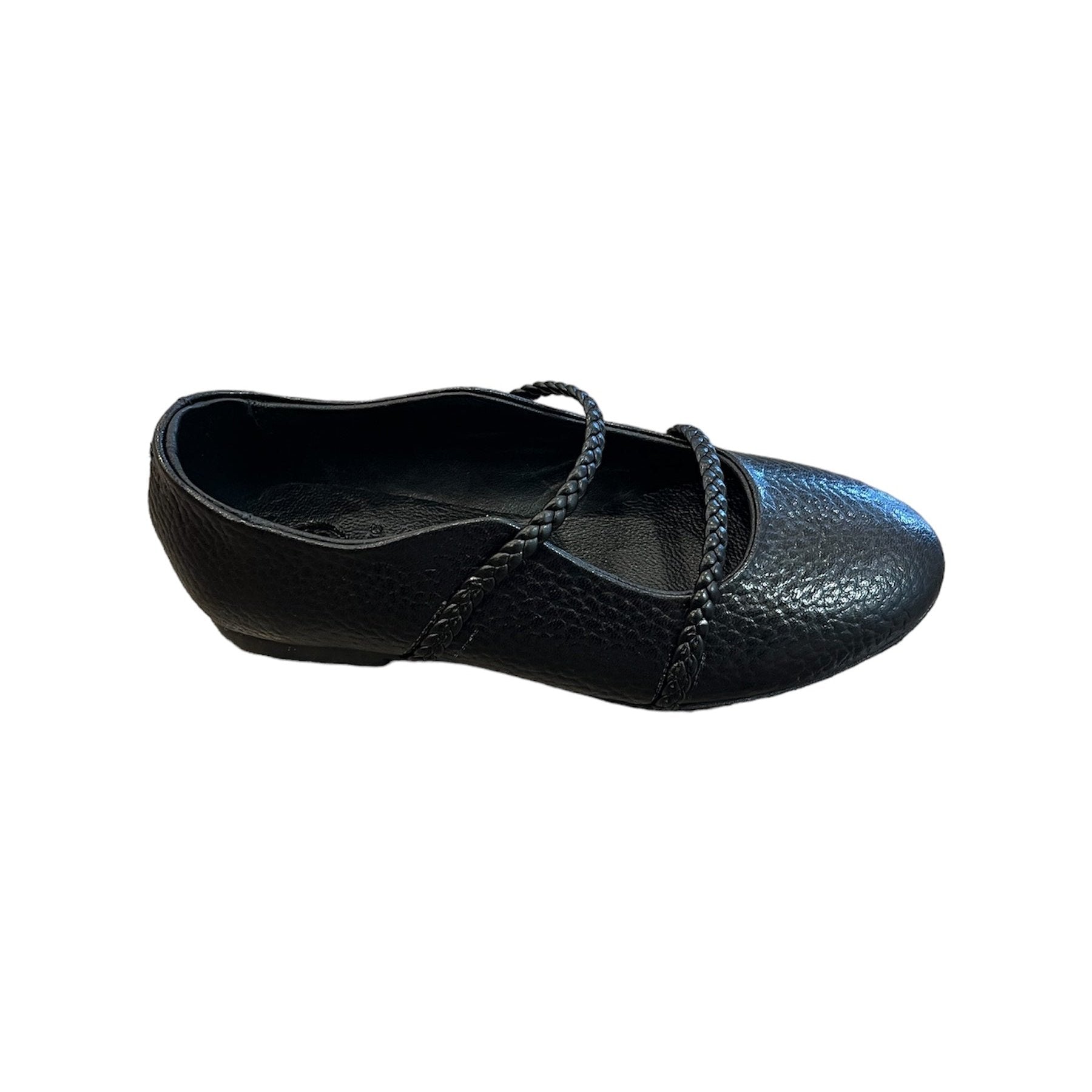 BLUBLONC CAROLINE GIRLS DOUBLE STRAP LEATHER SHOE BLACK – Toesies Shoes