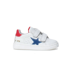 Load image into Gallery viewer, NATURINO PINN BOYS VELCRO LEATHER SNEAKERS WHITE AZURE