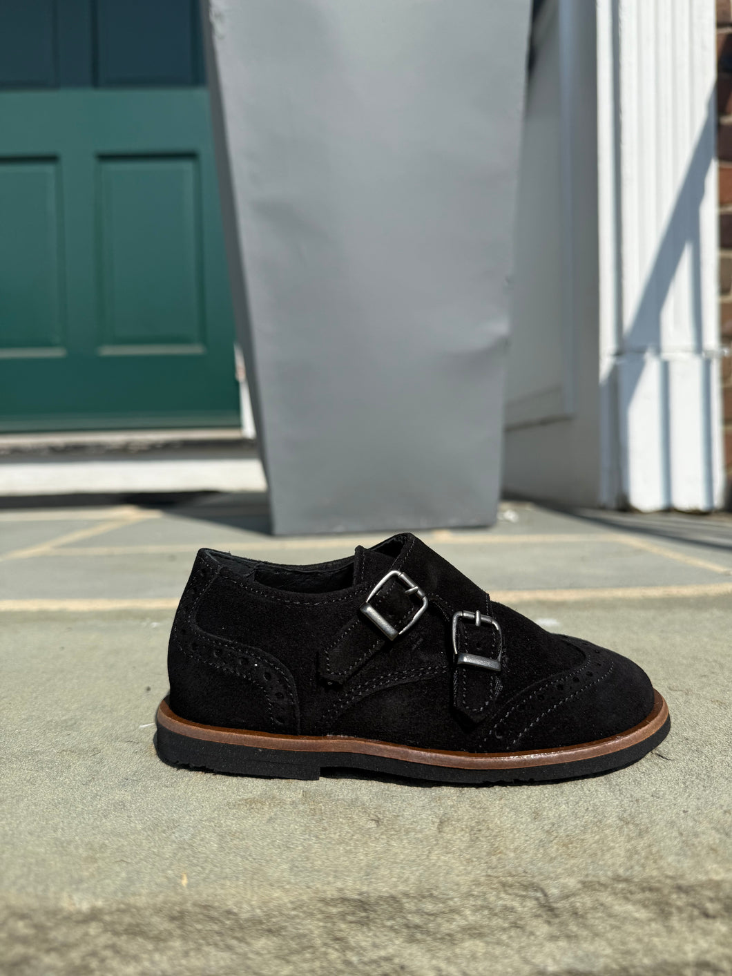 BLUBLONC JASON BOYS SUEDE BLACK WINGTIP SHOE