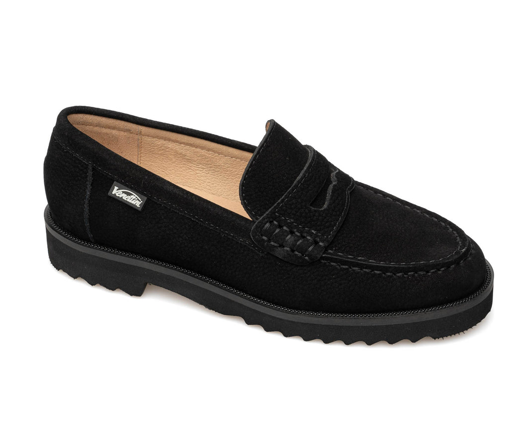 VENETINI LONDON6 UNISEX PENNY LOAFER BLACK SUEDE