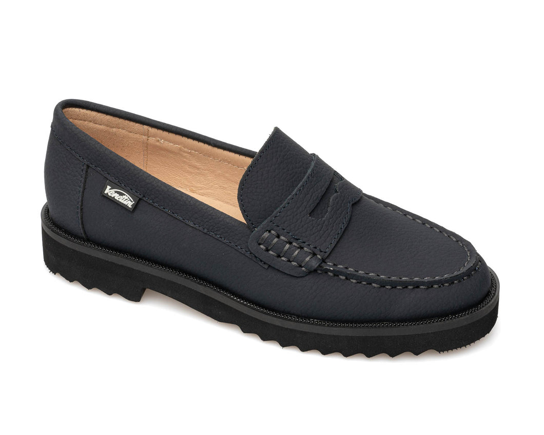 VENETINI LONDON6 UNISEX PENNY LOAFER NAVY GUM SUEDE