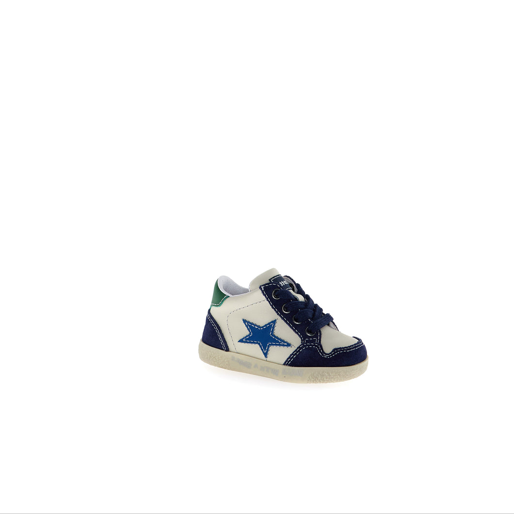 FALCOTTO ALNOITE BOYS FIRST WALKER LACE SNEAKERS MILK NAVY