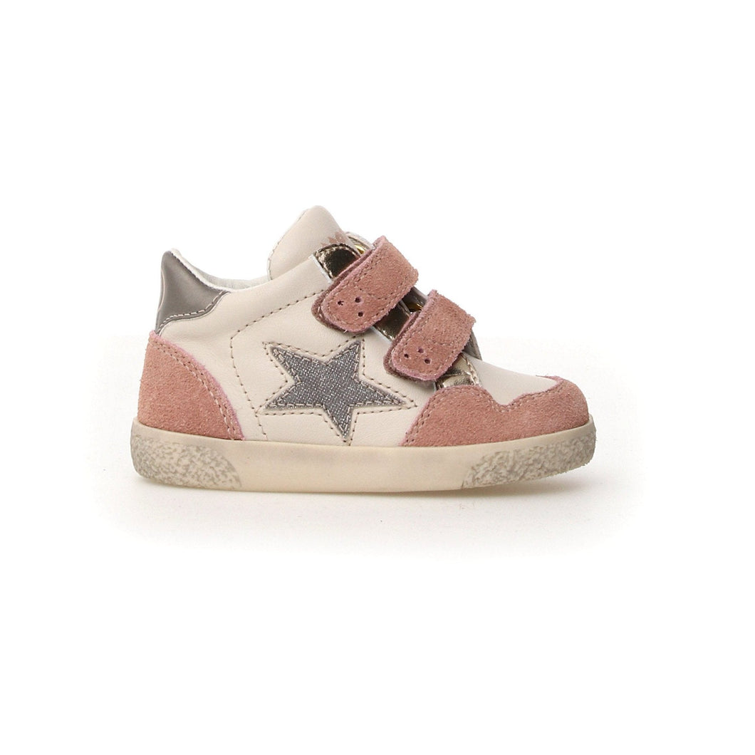 FALCOTTO ALNOITE HIGH TOP GIRLS FIRST WALKER VELCRO SNEAKER ROSE MILK PLATINUM