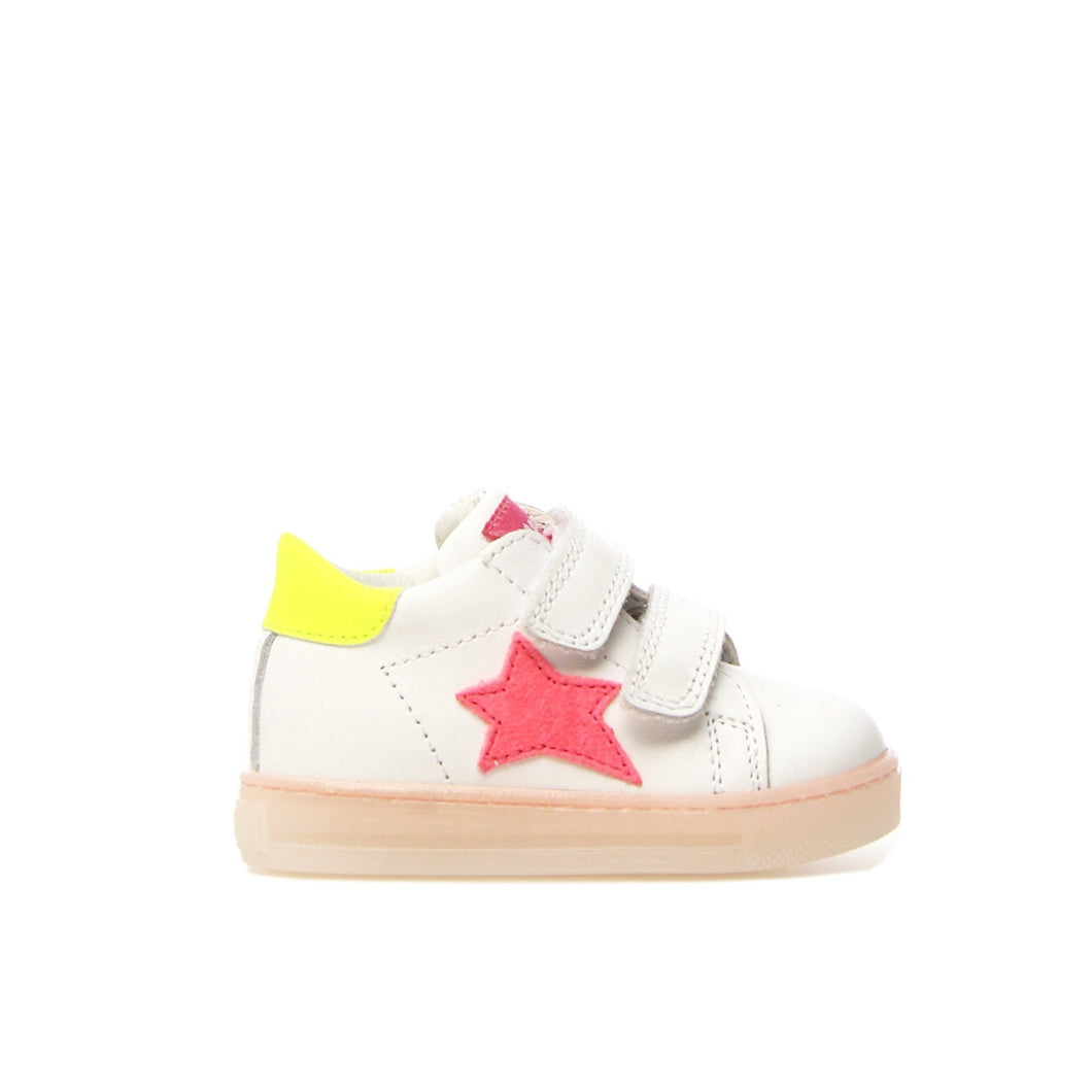 FALCOTTO SASHA GIRLS FIRST WALKER VELCRO SNEAKER WHITE CANDY