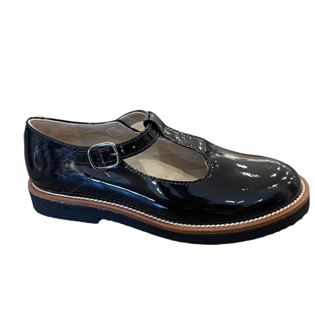 BEBERLIS 23367 GIRLS PATENT LEATHER T STRAP SHOE BLACK