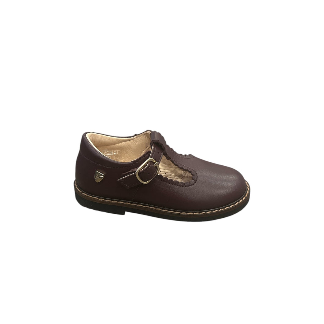 VENETTINI JILL GIRLS LEATHER T STRAP BORDEAX DRESS SHOE