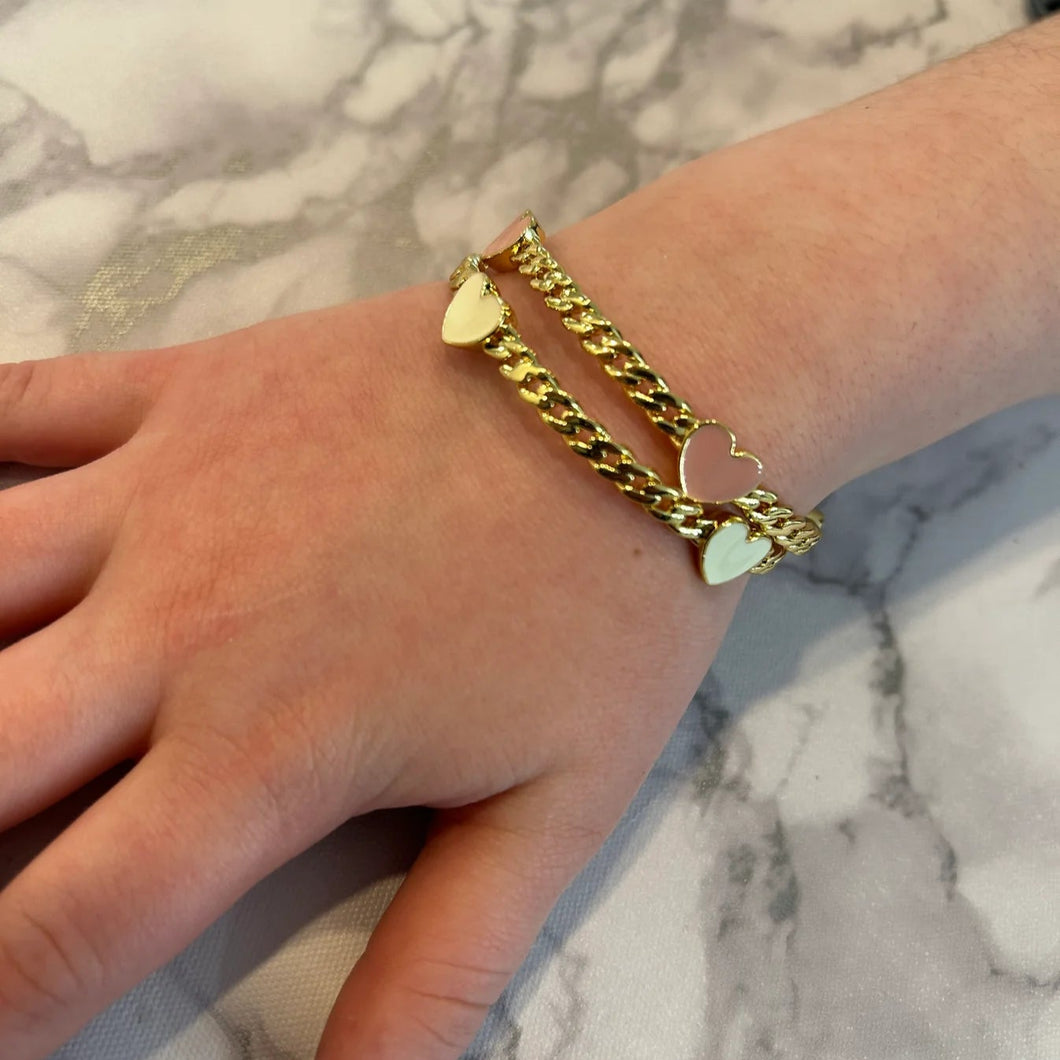 MOLLY GLITZ BN1235 LINK BANGLE ACCENTED WITH HEARTS