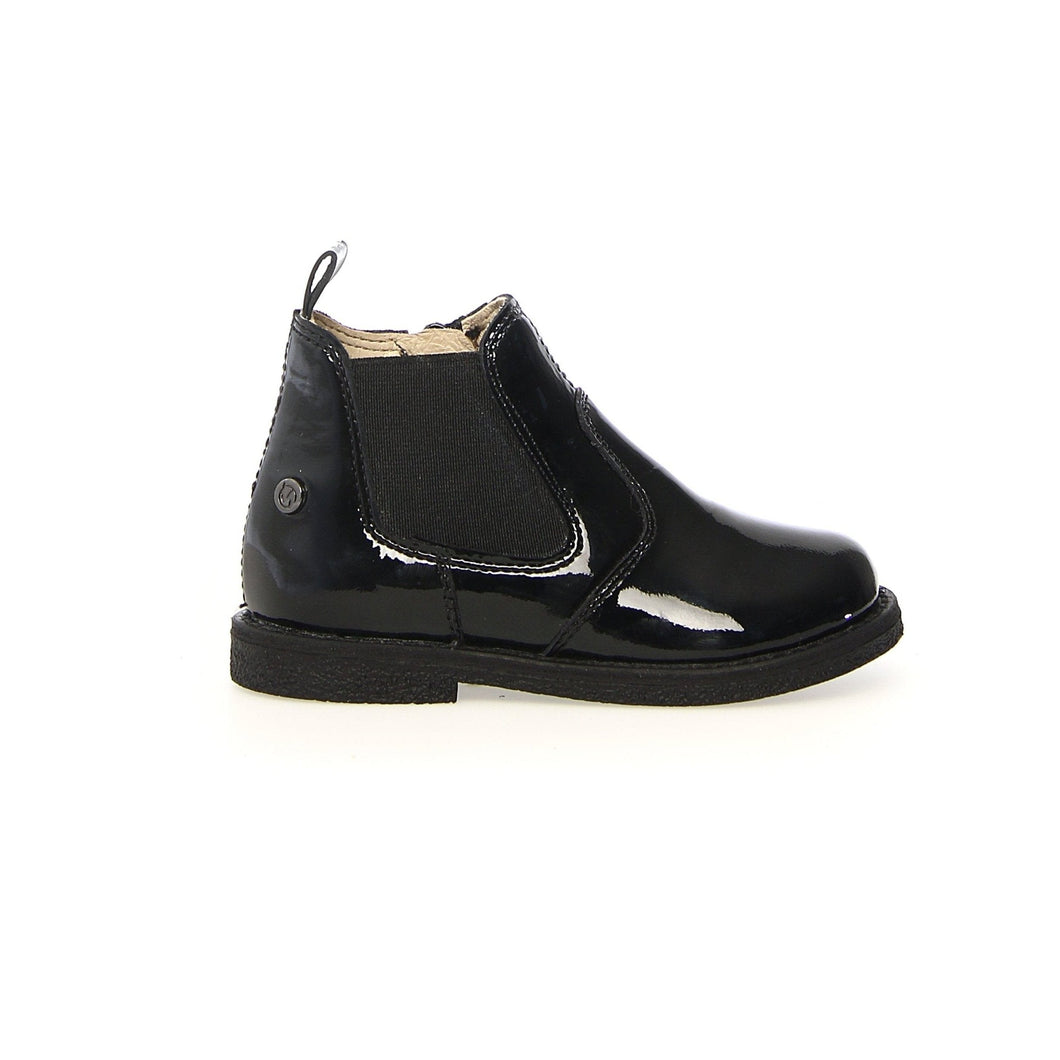 NATURINO ARTHUR GIRLS PATENT LEATHER BOOTS SIDE ZIP BLACK
