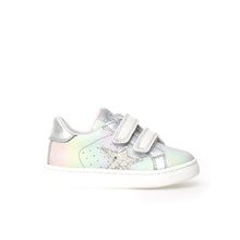 Load image into Gallery viewer, NATURINO PINN GIRLS LEATHER VELCRO SNEAKERS METALIC SILVER
