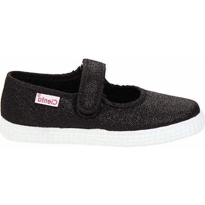 CIENTA GIRLS GLITTER MARY JANE 56013 BLACK CANVAS