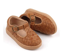 Load image into Gallery viewer, CONSCIOUSLY BABY UNISEX LEATHER WOVEN T BAR SHOE
